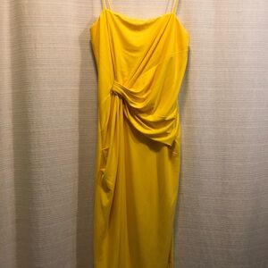 Adrianna Papell dress, size 2. Bright yellow with side ruching. Fun & stunning.